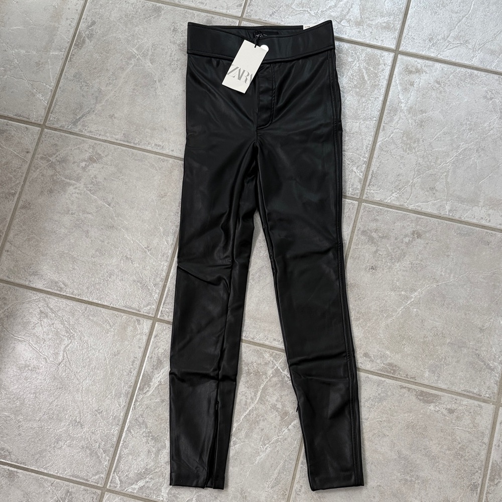 Zara Black Faux Leather Pants